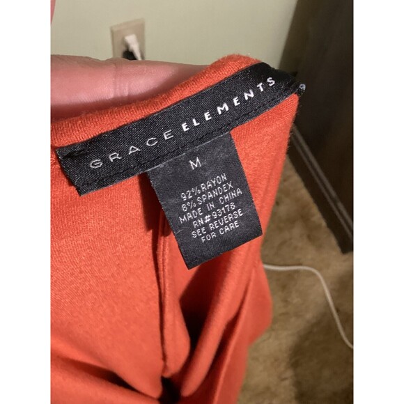 Grace Elements Womens Size M Rust Stretch Boat Neck Ruched Long Sleeve Tunic Top - Picture 8 of 9